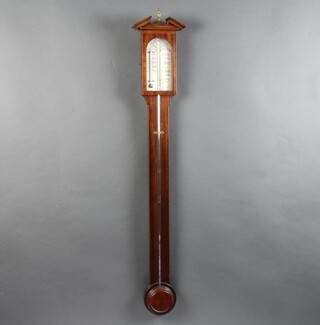 A 19th Century style mercury stick barometer and thermometer, the silvered dial marked A Blatt of Brighton, contained in a mahogany case 97cm h x 17cm w x 6cm d 