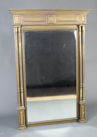 A 19th Century French rectangular bevelled plate over mantel mirror contained in a gilt frame with turned and fluted columns to the sides 145cm x 97cm x 11cm 