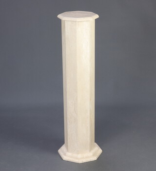 A 20th Century octagonal white veined "marble" pedestal 101cm h x 25cm w x 25cm d 