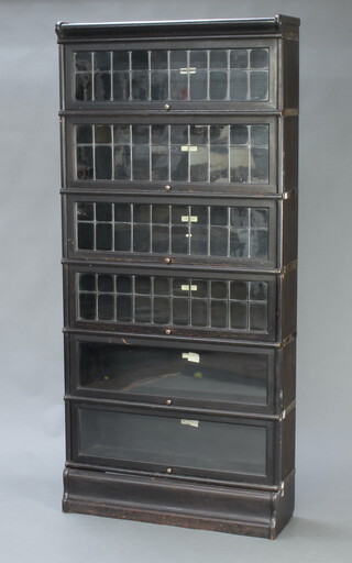 An ebonised Globe Wernicke 6 tier bookcase 188cm h x 86cm w x 27cm d 