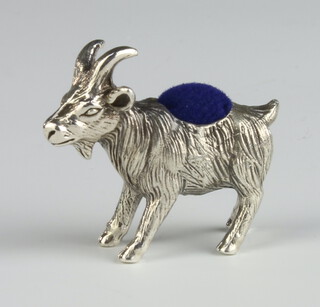 A modern novelty sterling silver pin cushion in the form of a goat 3.5cm 