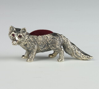 A modern Sterling silver fox pin cushion 6cm 