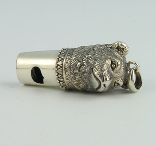 A modern Sterling silver bear's head whistle 13.5 grams 4cm