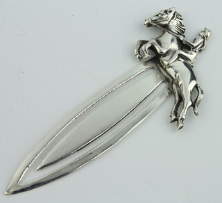 A modern 925 standard horse rider bookmark 8cm, 9.3 grams 