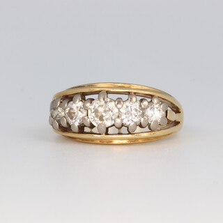 An 18ct yellow gold 5 stone diamond ring approx. 1.5ct, 7.8 grams, size N 1/2