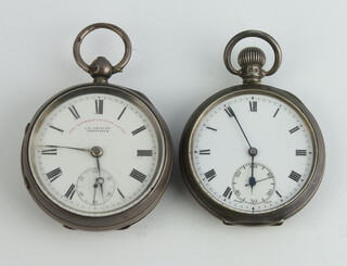 A silver cased keywind Victorian pocket watch, Chester 1899 contained in a 53mm case together with a mechanical ditto Birmingham 1930