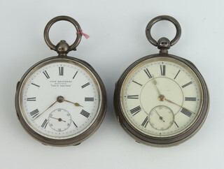 A Victorian silver key wind pocket watch Chester 1897 in a 55mm case and a ditto Chester 1900 in a 52mm case 