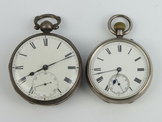Two Victorian silver pocket watches, 1 keywind London 1889 in a 52mm case and a mechanical London 1897, 48mm case 