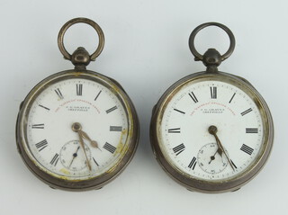 Two Victorian silver key wind pocket watches, Chester 1899 52mm and Chester 1899 52mm 
