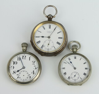 A 925 standard keywind pocket watch with seconds at 6 o'clock, contained in a 50mm case 2 metal cased pocket watches with mechanical movements 