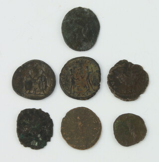 Seven Roman bronze coins 235 to 476 AD 