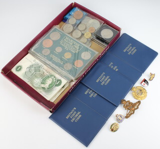 Five sets of Britain's first decimal coins and minor cased crowns etc 