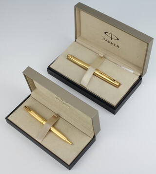 A gentleman's gold plated Parker ballpoint pen, cased, a Sonnet ditto