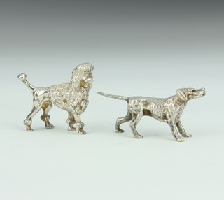 A cast silver figure of a standard poodle 6cm, ditto of a retriever 62.9 grams