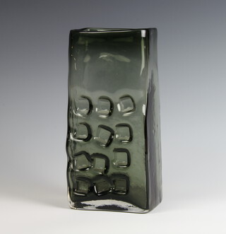 A Whitefriars grey glass "nuts and bolts" vase 27cm 