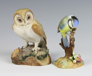 A Royal Crown Derby figure of an owl 13cm, a ditto bluetit 13cm 