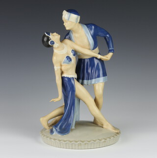 A Royal Dux figure group of a female and male dancer no. 2993 29cm 