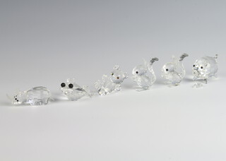 A Swarovski Crystal figure of a squirrel 4cm, frog 2cm, bear 2cm, squirrel 4cm, pig 3cm and a rhinoceros 2cm 