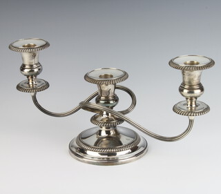 A silver plated 3 light candelabrum 18cm 