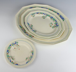 A set of 3 Royal Doulton Art Deco Wynn pattern graduated meat plates together with a serving plate 