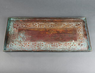 A Keswick Arts & Crafts rectangular tea tray embossed clovers marked KSAI 2cm h x 54cm w x 25cm d
