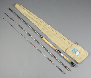 An Edgar Sealey 12', three piece, salmon fly fishing rod - The Glane,  contained in maker's cloth bag 