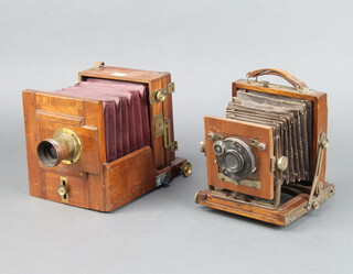 Reynolds & Branson of Leeds, a quarter plate field camera, the lens marked Reynolds & Branson 5 X 4, Rapid reflector rectilinear, 1 other field plate camera the lens marked Compur no.320284 1.6.5 
