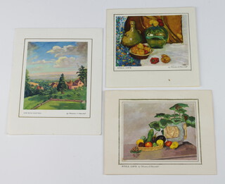 Winston S Churchill, three greetings cards to David Iested  with secretarial signatures "With Christmas Wishes From Sir Winston and Lady Churchill" and "With Christmas thoughts and wishes from Sir Winston and Lady Churchill", the third unsigned.  All Hallmark cards depicting Churchill's artwork - two still lives and a View From Chartwell (the vendor's grandfather was the postman to Chartwell from the late 1940's until the mid 1960's and this lot is together with a copy of a press cutting in connection with his retirement)