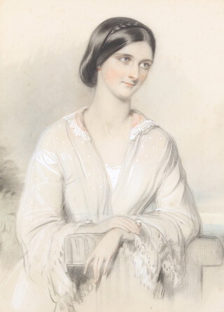 A Victorian pastel portrait of Charlotte Elliott Grenfell aged 15, unsigned, 40cm x 30cm 