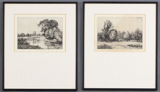 E S Bessell, engravings, a pair, 'The Wye at Hereford" and "Ludlow Castle", signed in pencil, labelled to the back 17cm  24cm  