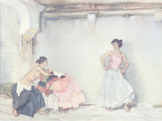 Sir William Russell Flint (1880-1969), a coloured print "Casilda's White Petticoat" signed in pencil to the margin 62cm w x 48cm 
