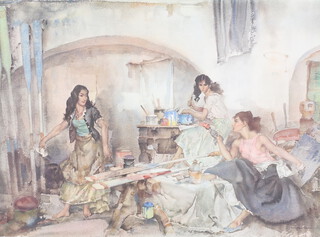 Sir William Russell Flint (1880-1969), coloured print "The Question of Colour" 48cm x 63cm 