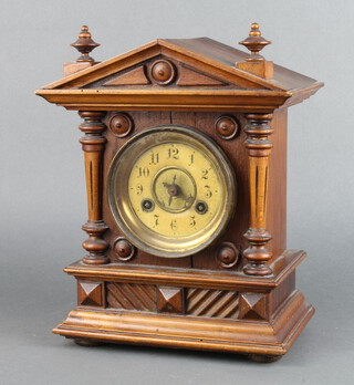 Junghans, an Edwardian striking mantel clock with paper dial and Arabic numerals contained in a walnut case (no pendulum or key) 31cm h x 34cm w x 15cm d 