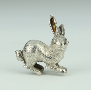 A cast silver model of a hare 32.9 grams, 4cm