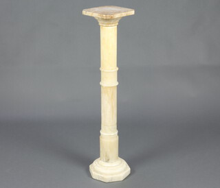 A Victorian alabaster pedestal with octagonal base 98cm h x 23cm w x 23cm d 

