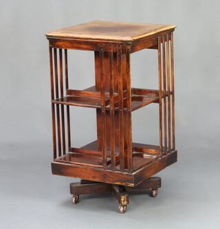 An Edwardian square mahogany 2 tier revolving bookcase 84cm h x 47cm 