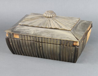 A William IV anglo Indian buffalo horn sewing box with hinged lid 19cm h x 34cm w x 24cm d 