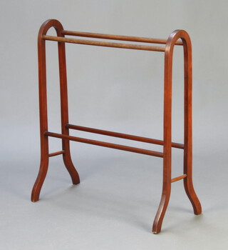 An Edwardian mahogany towel rail raised on outswept supports 85cm h x 73cm w x 32cm d 
