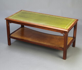 A Georgian style rectangular mahogany 2 tier coffee table with inset writing surface 47cm h x 101cm w x 49cm d 