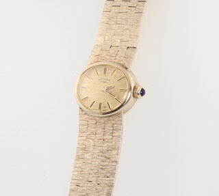 A lady's silver cased Rotary wristwatch on a bark finished strap 
