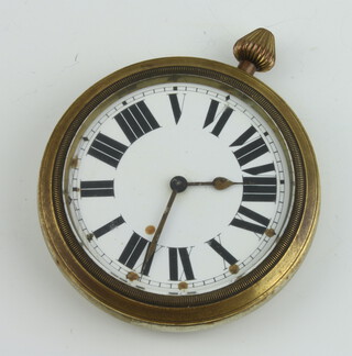 A brass cased Goliath timepiece contained in a 65mm case 