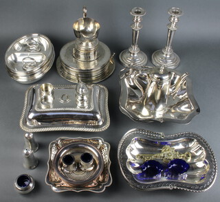 A silver plated entree and minor plated wares