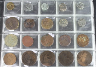 Twenty Roman bronze and other coins 