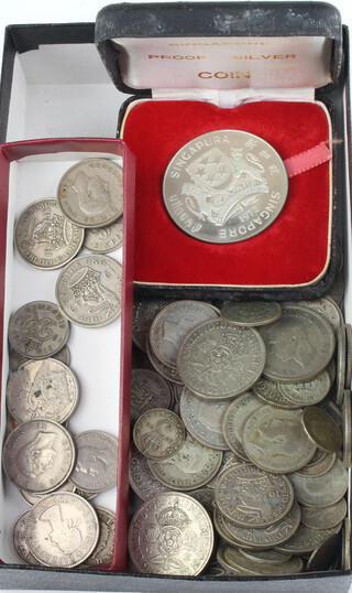 A Republic of Singapore proof silver coin 1972 and minor pre-1947 coinage, 452 grams and minor coinage