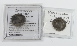 Two Roman silver denarius Commodus and Vespasian  