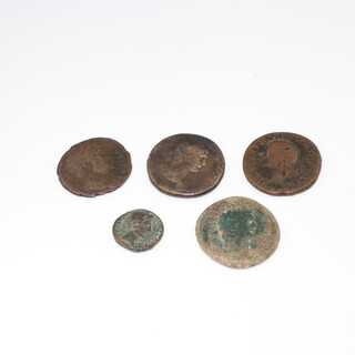 Five Roman bronze coins