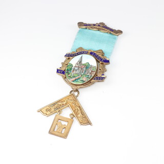 A silver gilt and enamelled Past Master's jewel Brockham Lodge no.5553 