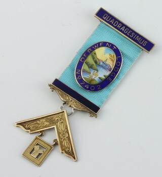 A silver gilt Past Master's jewel with enamelled decoration Derwent Lodge no.7402 