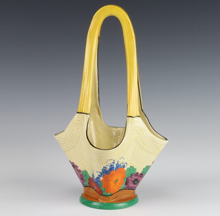 A Clarice Cliff Bizarre Gayday pattern flower basket  together with a pierced 9 section liner 32cm 