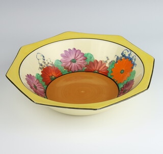 A Clarice Cliff Bizarre Gayday pattern octagonal fruit bowl 23cm 